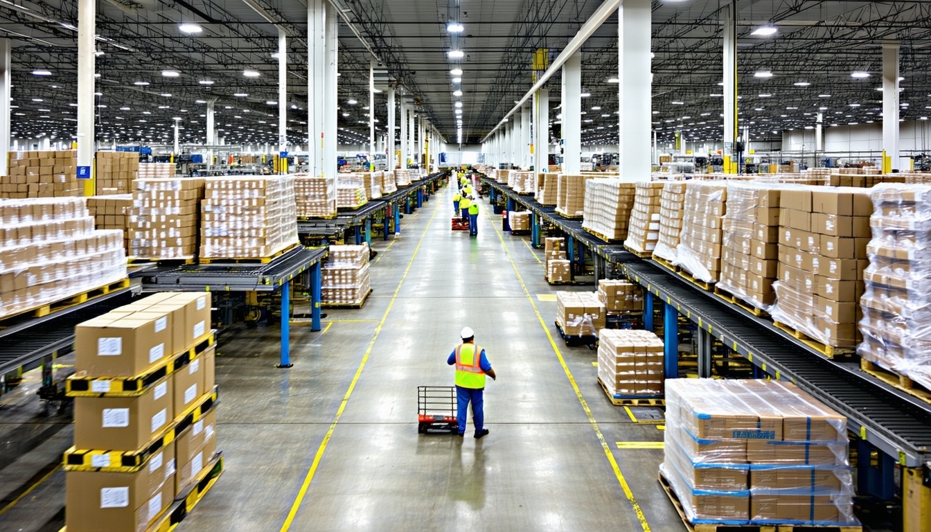 An image of a bustling US-based packaging facility